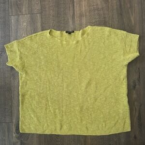 Eileen Fisher Women's L Organic Cotton Short sleeve Top Lime T-Shirt Lagenlook